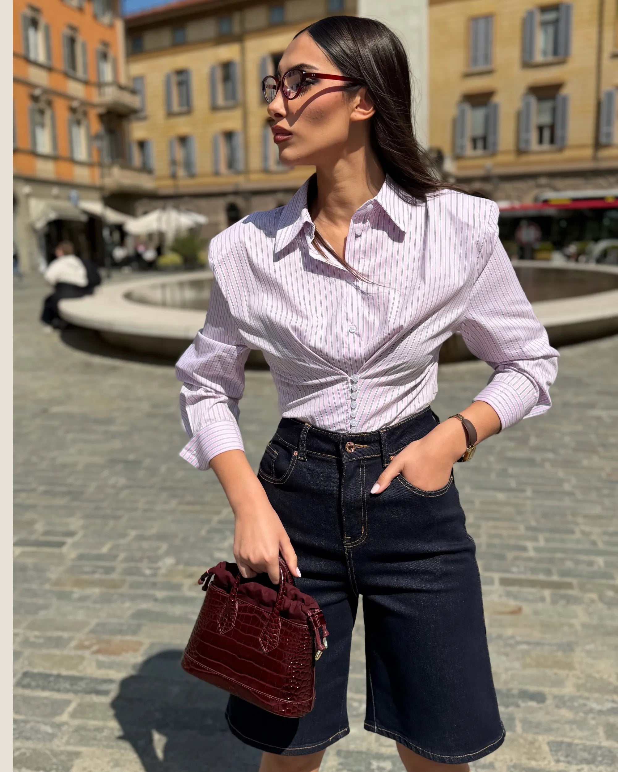 CAMICIA A CORSETTO RIGATA