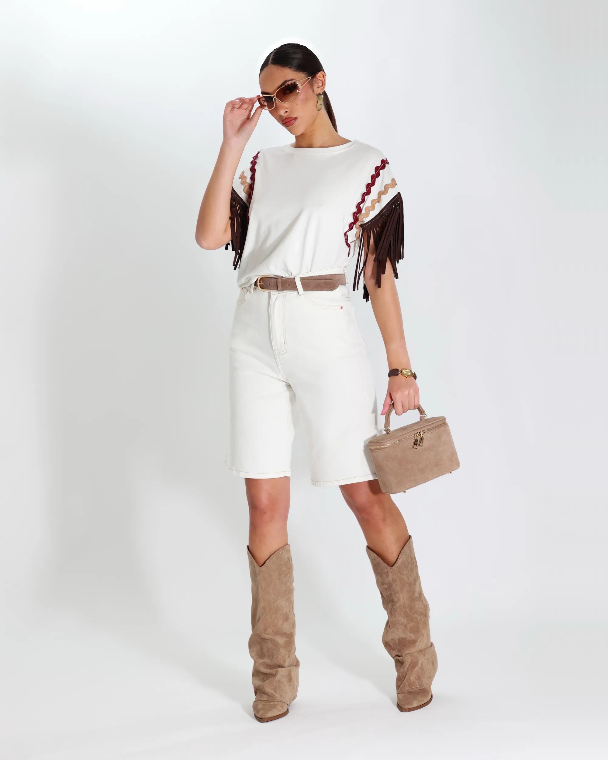 XAVIER- JEANS BERMUDA BIANCO