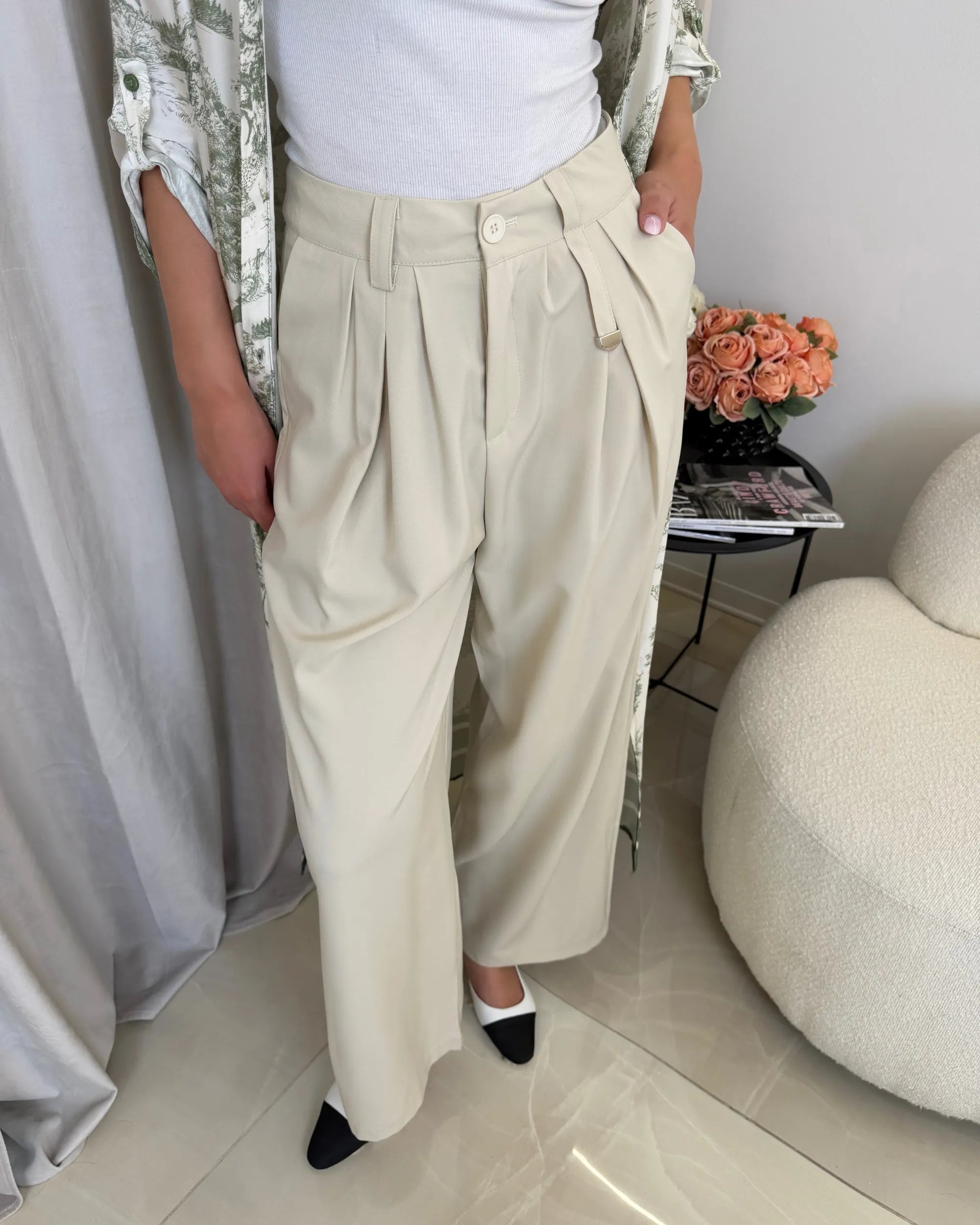 MAELI- PANTALONE BEIGE